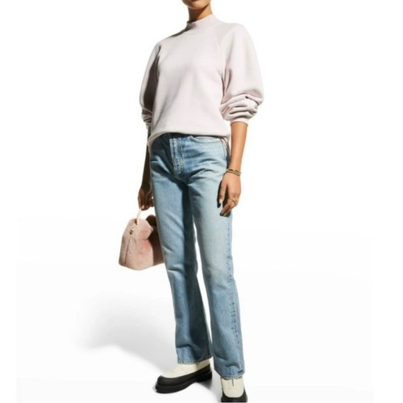 AGOLDE Tarron Mock Neck Sweatshirt Raglan Sleeve Pullover Cream Sz L NEW - Picture 13 of 14